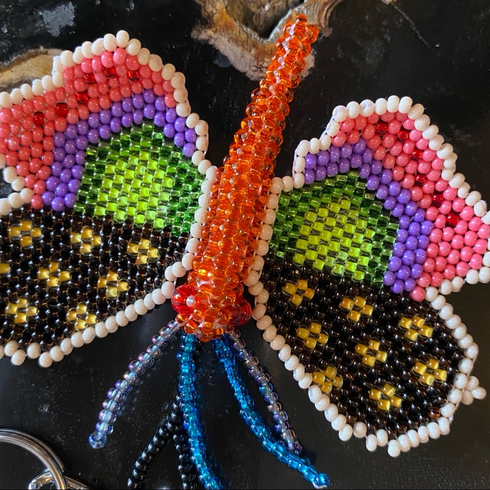 🔑 Butterfly Keychain / Purse Handbag Charm Beaded & Multicolored 🔑